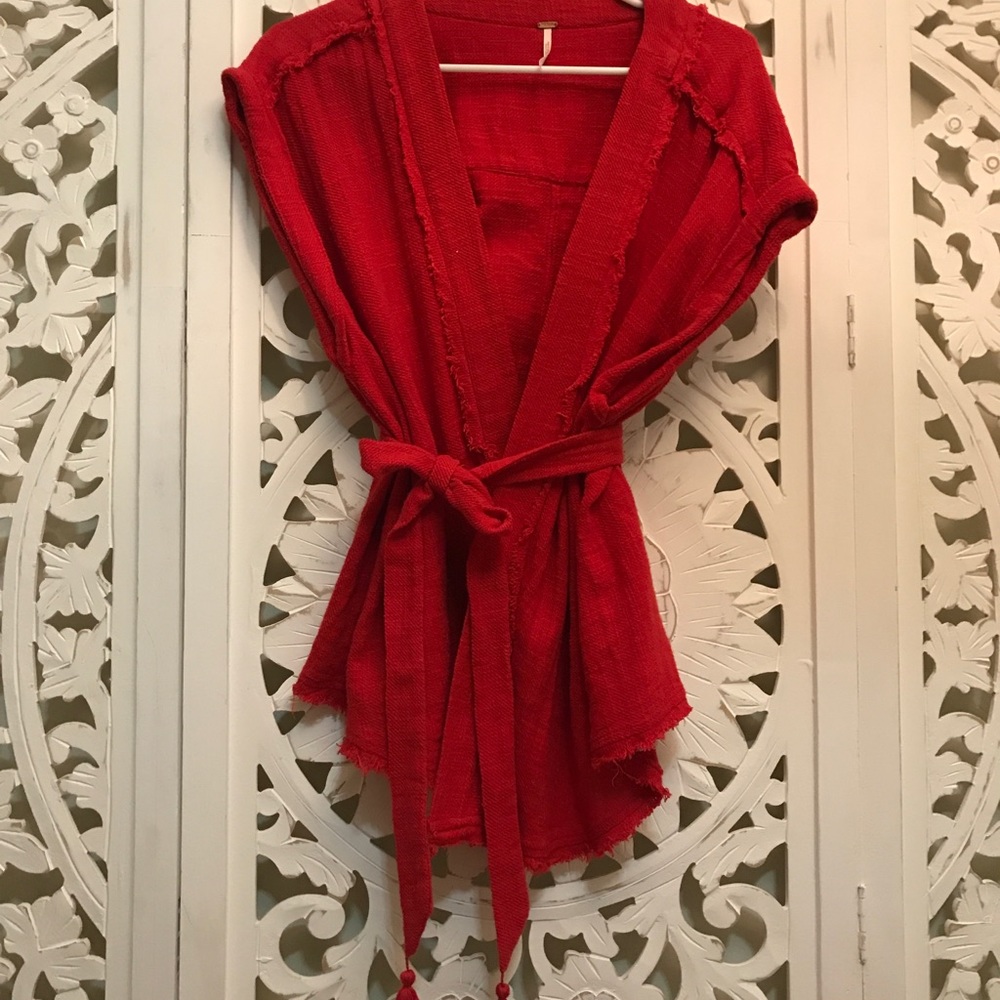 Free people red tie top size M